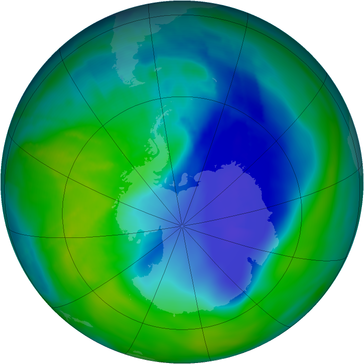 Antarctic ozone map for 29 November 2008
